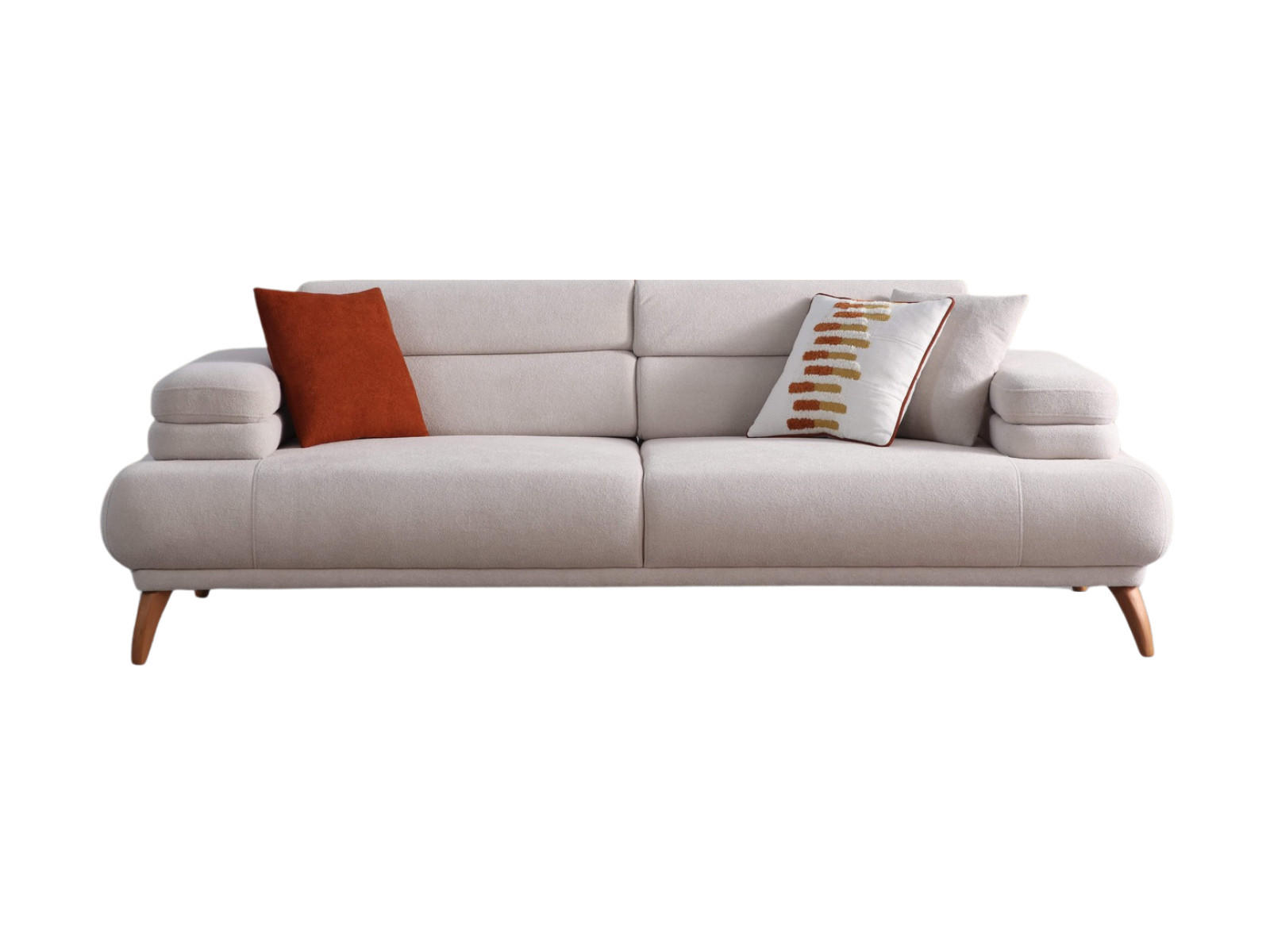3 Sitzer SOFA Sevda Bouclé Creme - Creme, Holz/Textil (240/80/103cm)