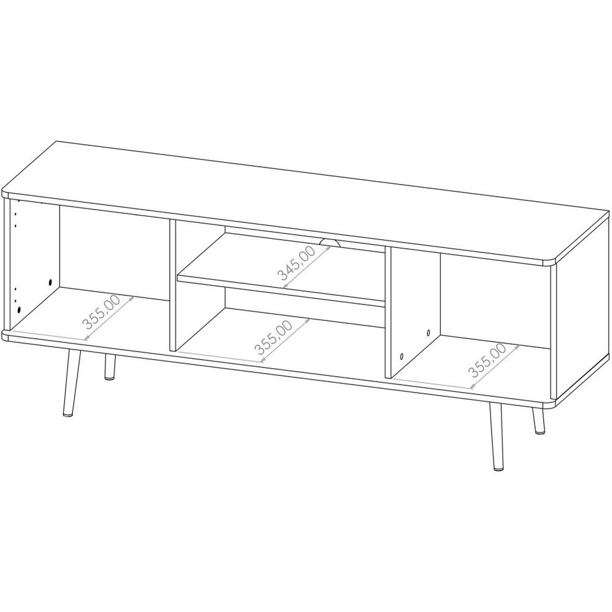 LOWBOARD Parini mit 2 Türen, mit Metallbeine, Graphitschwarz/Captains Deck - Eichefarben, Holzwerkstoff/Metall (150/60/41cm) - Beautysofa