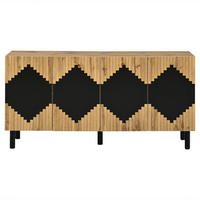 SIDEBOARD V dekoru dřeva a černé s reliéfními dvířky - přírodní, kompozitní dřevo (140/70/40cm) - Urban Meuble