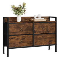 KOMMODE Stoff 4 Schubladen Sideboard 100x69x29 cm - Braun, Metall (100/69/29cm) - Kaket