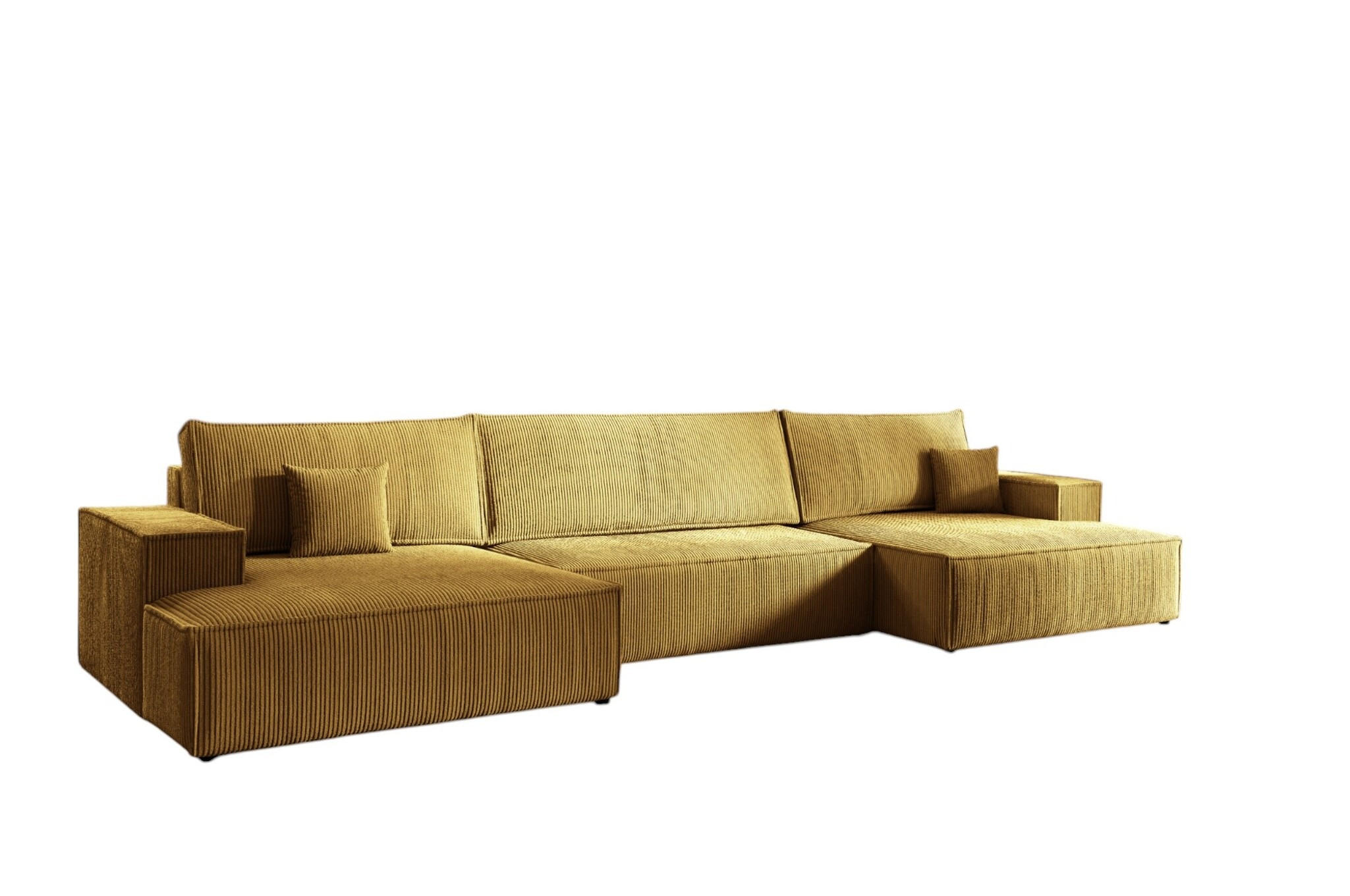 WOHNLANDSCHAFT Corunia - Gelb, Holzwerkstoff/Textil (398/70/148cm) - Fun Möbel