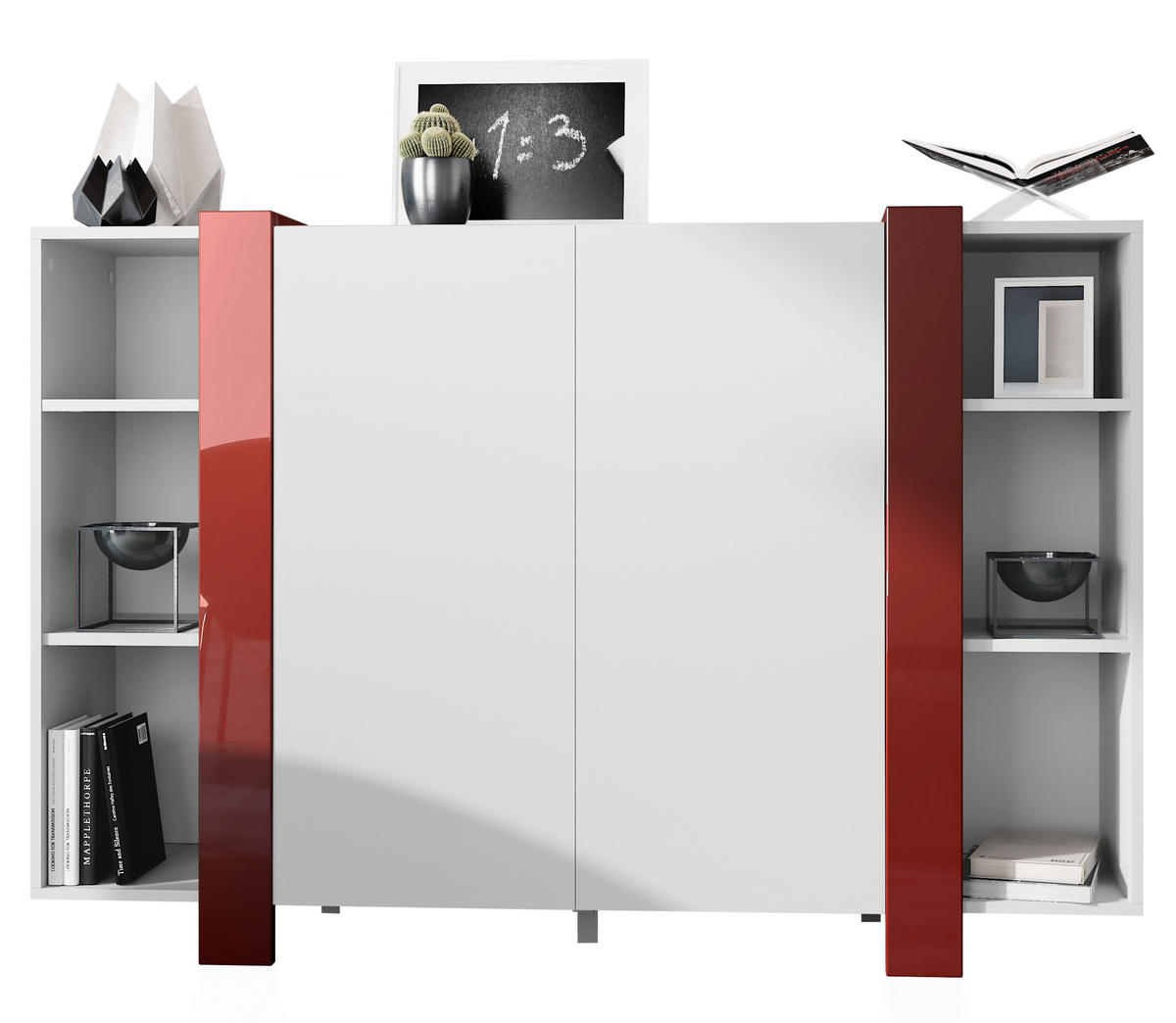 HIGHBOARD Ida Blenden in Bordeaux Hochglanz - Bordeaux, Holzwerkstoff (149/101/34cm) - Vladon