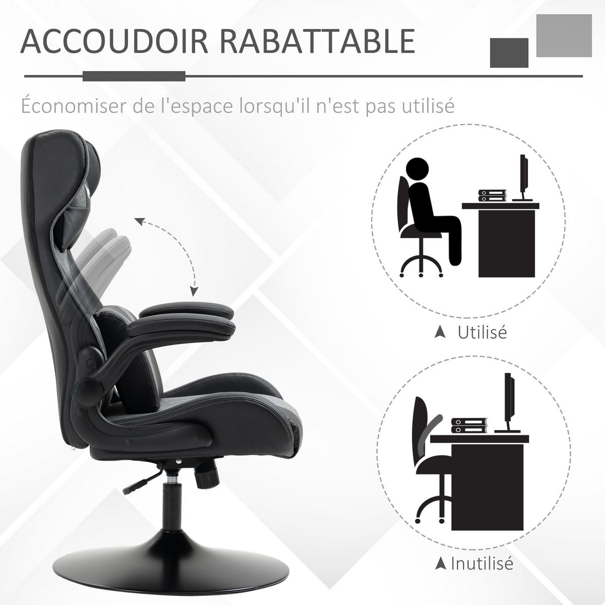 GAMINGSTUHL DE-11676 ergonomisch höhenverstellbar 360° Grau/Schwarz - Schwarz, Metall (73/118/69cm) - ComfortXL