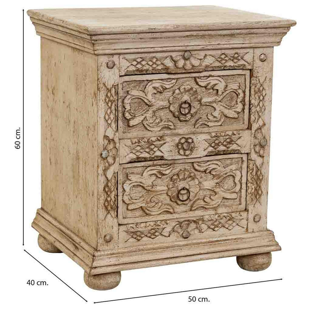 BEISTELLTISCH aus holz 50x40x60cm - Beige, Holz (50/60/40cm) - Wanderlust