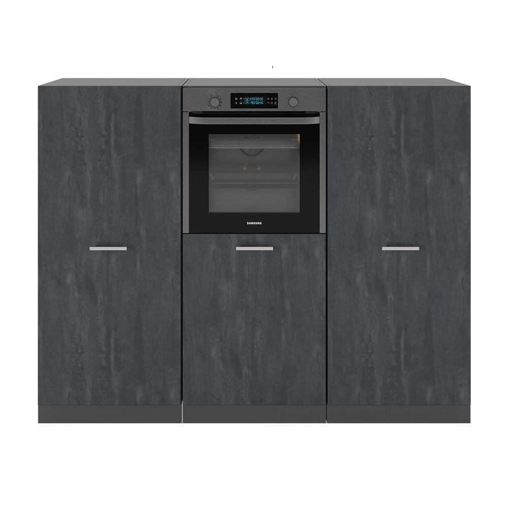 KÜCHENBLOCK R-Line Schwarz Beton/Anthrazit 180 cm ohne AP - Anthrazit/Schwarz, Holzwerkstoff (180/81.6/46cm) - Vicco