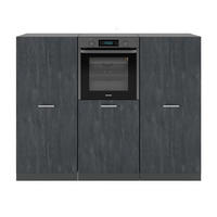 KÜCHENBLOCK R-Line Schwarz Beton/Anthrazit 180 cm ohne AP - Anthrazit/Schwarz, Holzwerkstoff (180/81.6/46cm) - Vicco