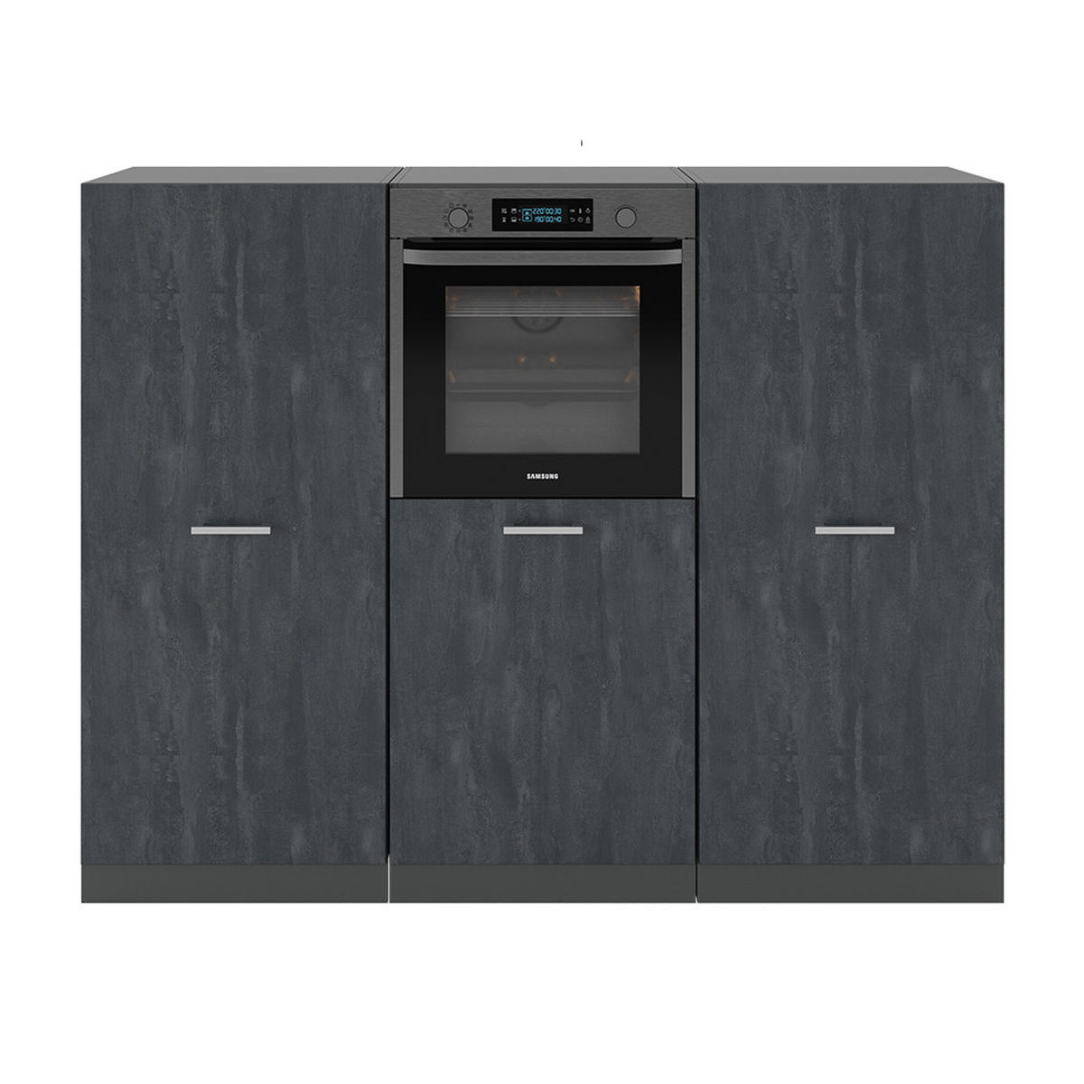 KÜCHENBLOCK R-Line Schwarz Beton/Anthrazit 180 cm ohne AP - Anthrazit/Schwarz, Holzwerkstoff (180/81.6/46cm) - Vicco