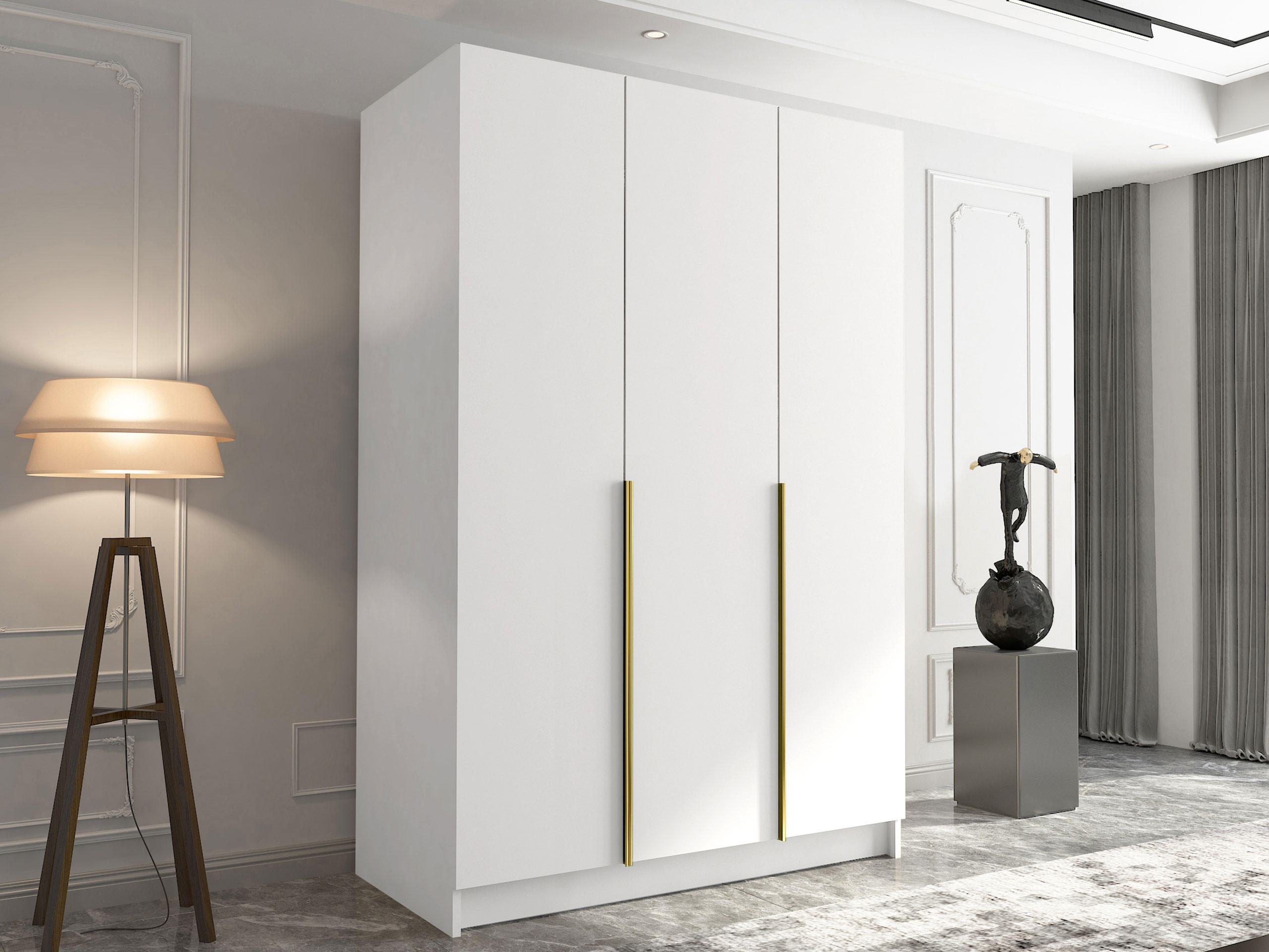 KLEIDERSCHRANK Calia I - Goldfarben/Multicolor, Holzwerkstoff/Metall (150/215/58cm) - MIRJAN24