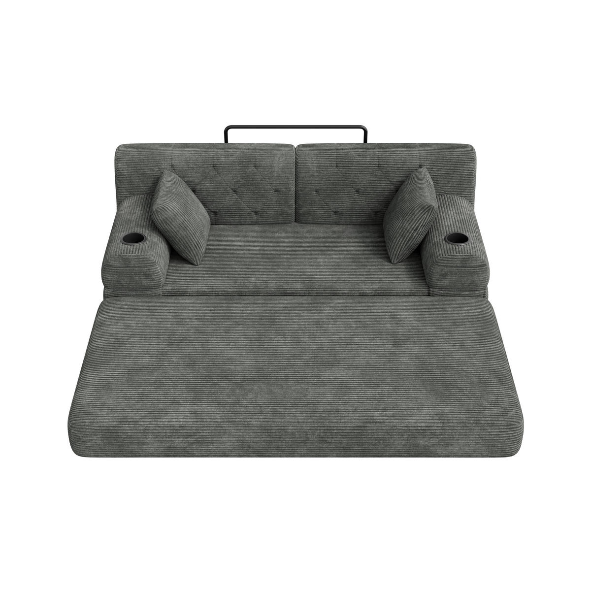 ROZKLÁDACÍ POHOVKA 2místná z manšestru, tmavě šedá - tmavě šedá, textil (168/81/80cm) - Urban Meuble