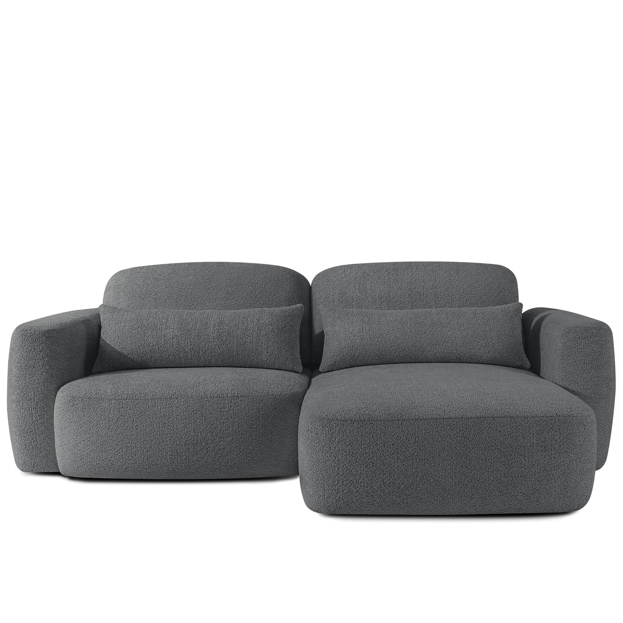 ECKSOFA rechts ELOSA - Dunkelgrau, Holz/Textil (245/165cm) - KONSIMO®