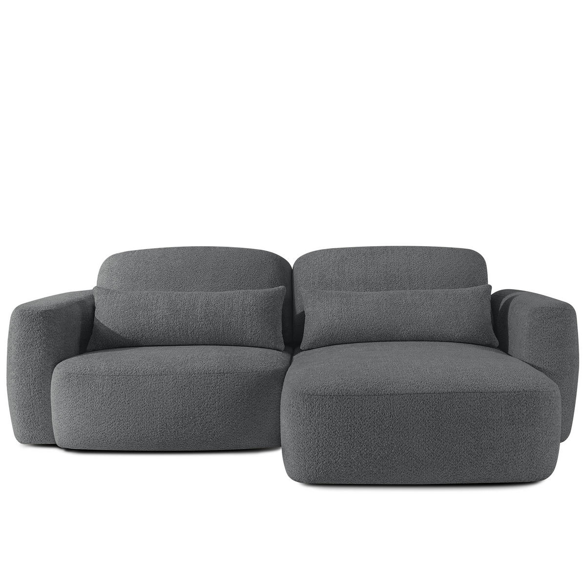 ECKSOFA rechts ELOSA - Dunkelgrau, Holz/Textil (245/165cm) - KONSIMO®