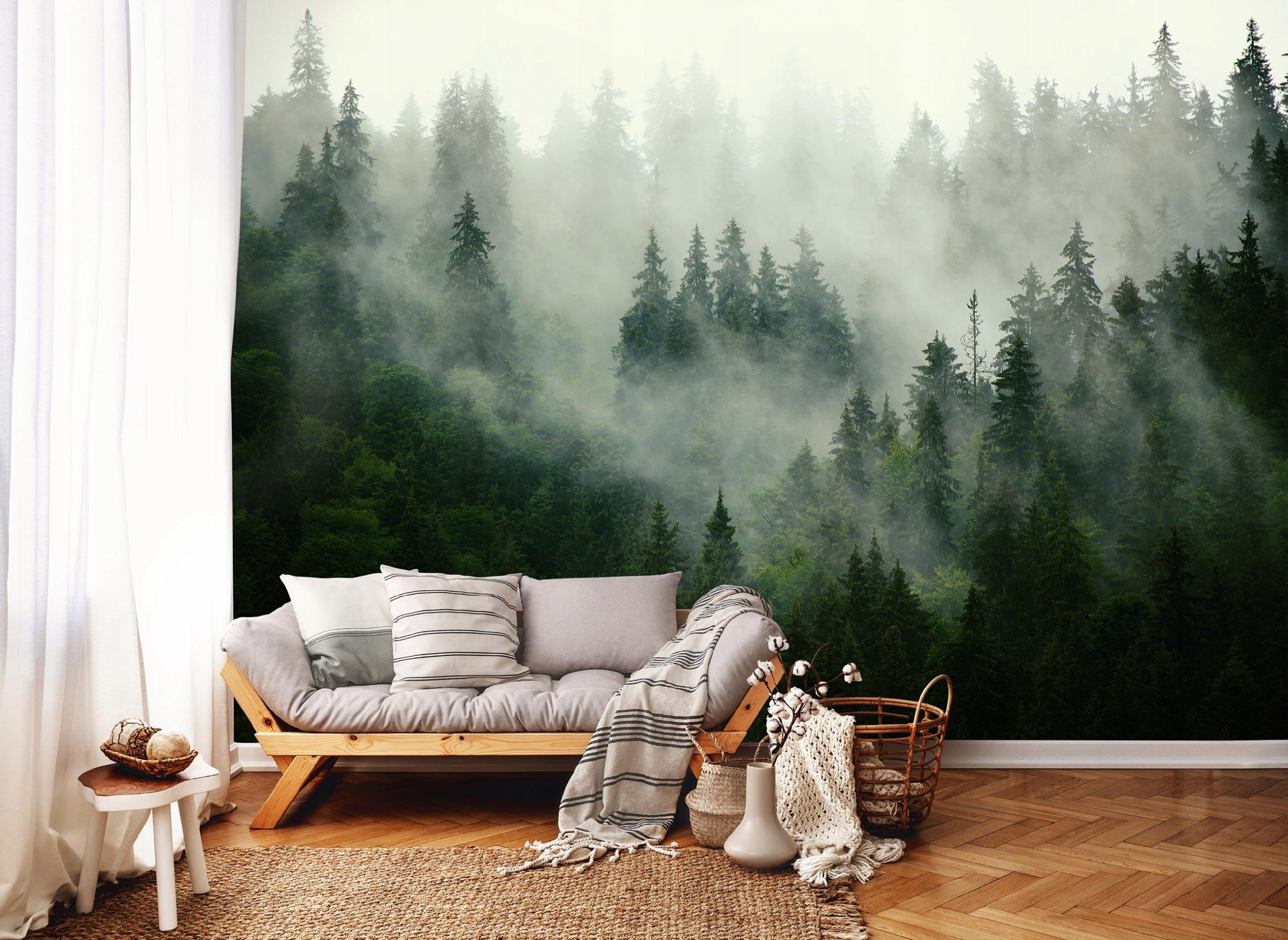 FOTOTAPETE Wald Nebel 350x250 - Multicolor, Papier (350/250cm) - Wallarena