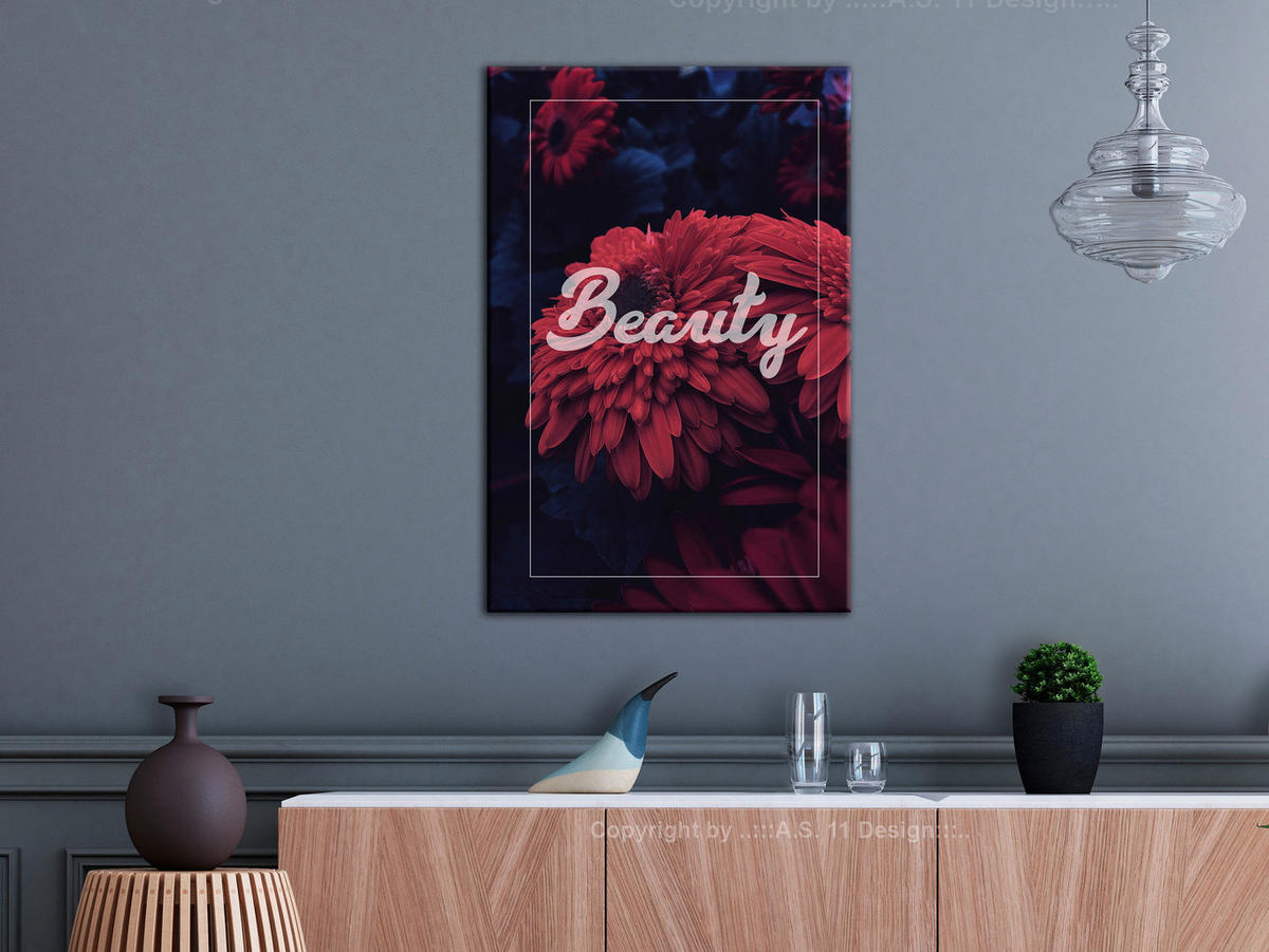 KUNSTDRUCK Blau 40/60 cm - Blau/Rot, Textil (40/60cm) - KUNSTLOFT
