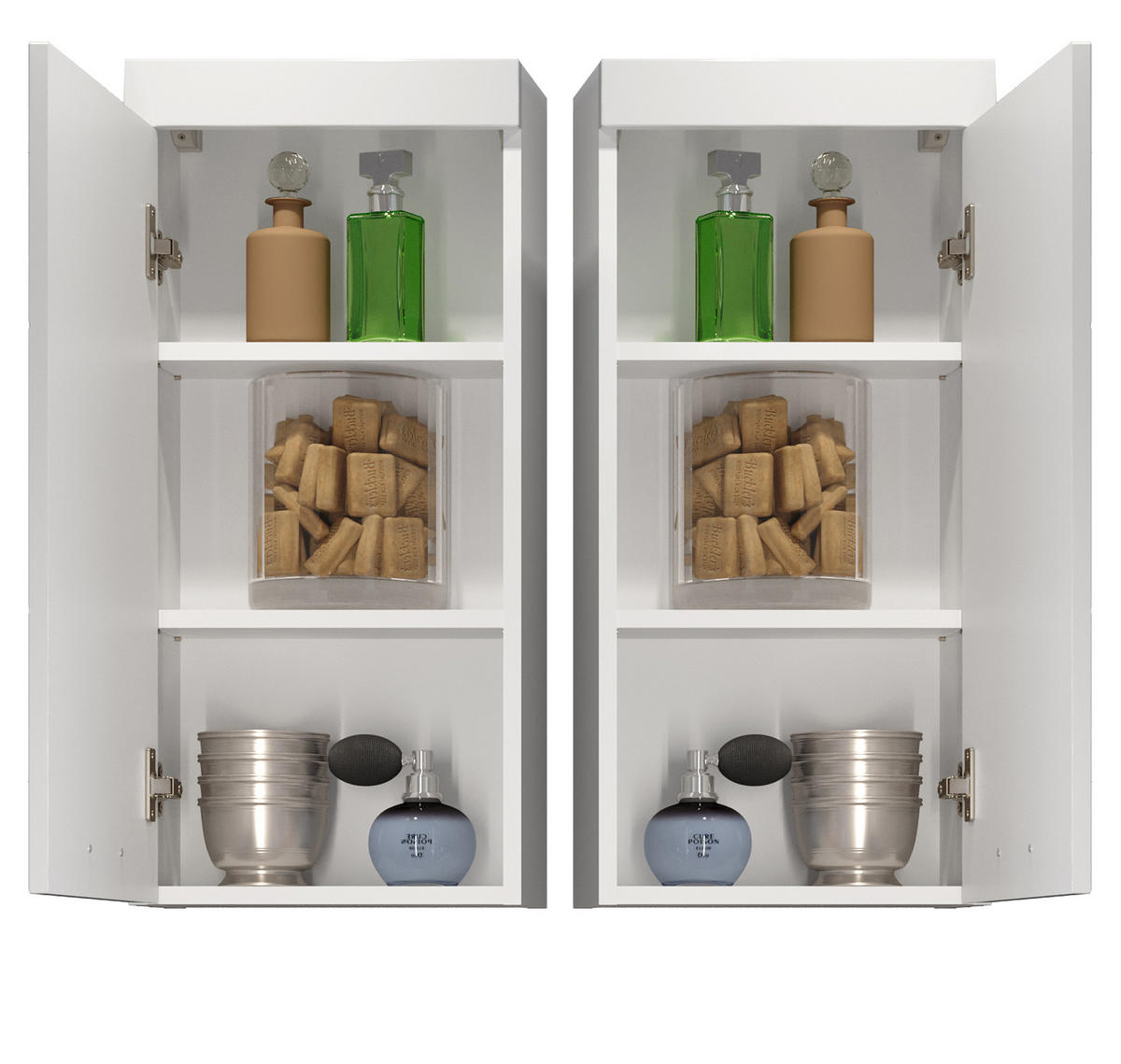 HÄNGESCHRANK weiß Hochglanz 35 x 75 cm, Badschrank hängend - Weiß Hochglanz/Silberfarben, Holzwerkstoff/Kunststoff (16/75/35cm) - Top.Furn