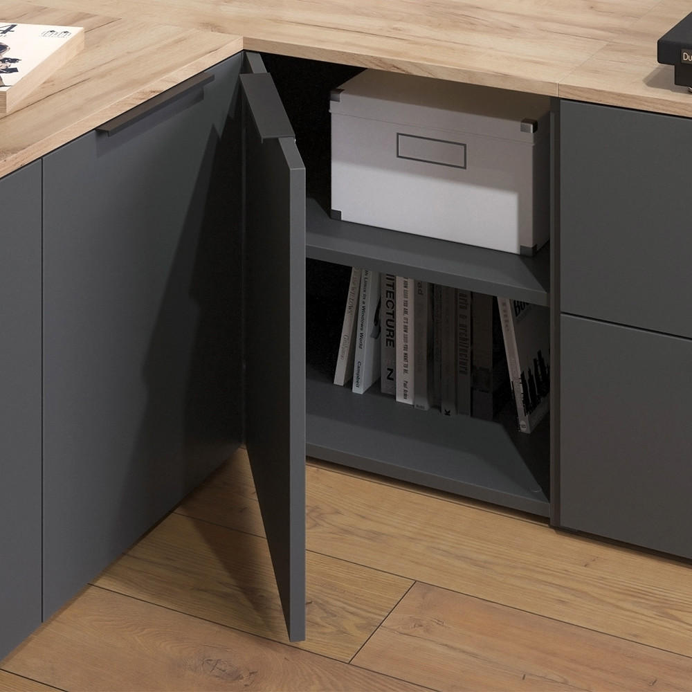 ECKKOMMODE Wido Anthrazit 80 x 50 cm Eck Kommode mit Tür - Anthrazit/Sonoma Eiche, Holzwerkstoff (80/50/40cm) - Vicco