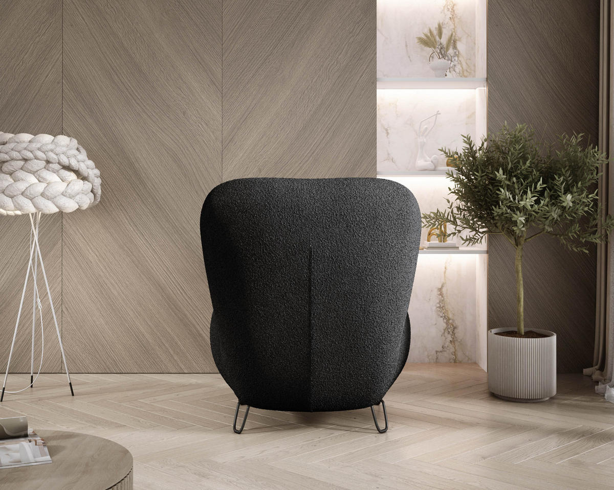 SESSEL LUIS, Skandinavischer Stil – Freistehend, 82×56×82 cm, HELLGRAU - Hellgrau/Schwarz, Holz/Textil (82/82/66cm) - DomoHome
