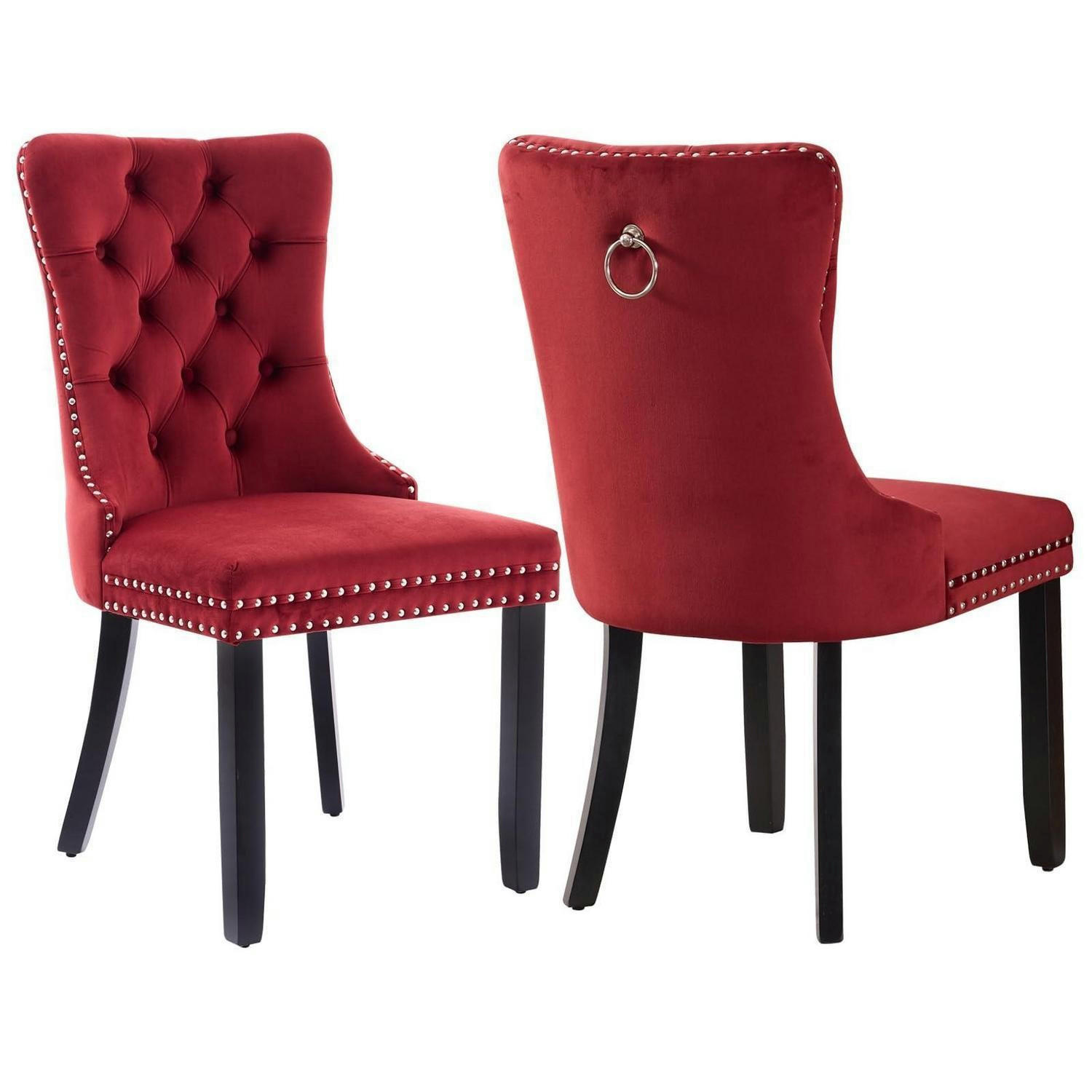 ESSZIMMERSTÜHLE 2er-Set Samt Burgunderrot mit Massivholzbeinen - Bordeaux, Textil (50/95.2/62cm)