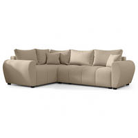 ECKSOFA L Form Malatya MAX Hellbraun 246/145/82 cm stilvolle mit Schlaffunktion L - Hellbraun/Schwarz, Kunststoff/Textil (175/235cm) - AX Living
