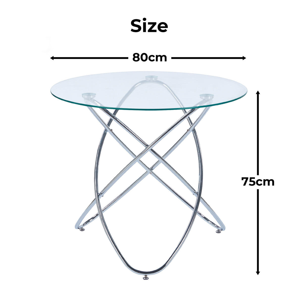 ESSTISCH aus Glas und Metall 80x80x75 cm Chrom mit pflegeleichter Oberfläche und stabiler Konstruktion - Chromfarben, Glas (80/80/75cm) - Modfu