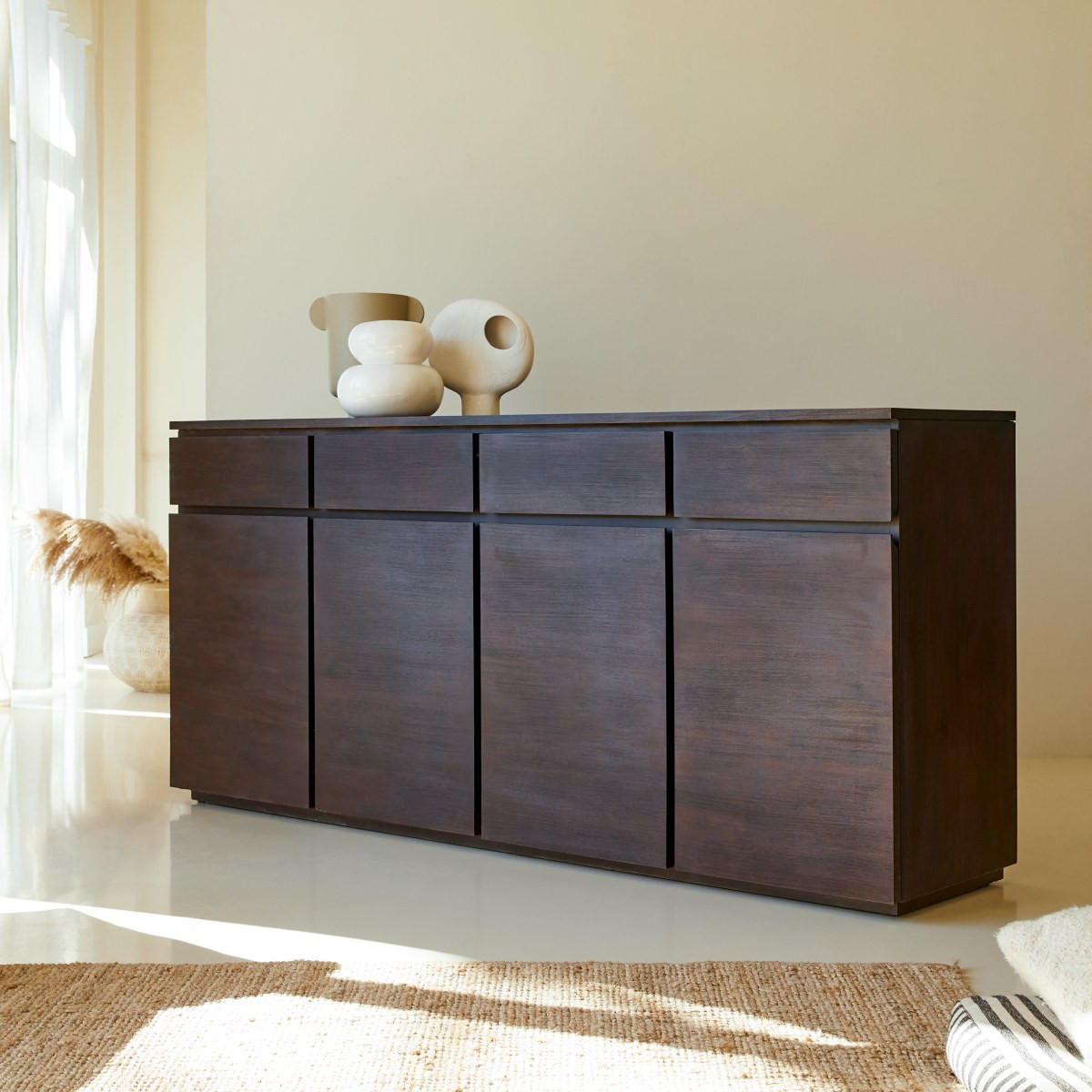 SIDEBOARD Eva Braun aus Mahagoni - Braun, Holz (200/90/45cm) - Tikamoon