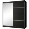SCHWEBETÜRENSCHRANK Paco 200/215/61 2-türig schwarz mit Spiegel - Schwarz, Holzwerkstoff (200/215/61cm) - Beautysofa