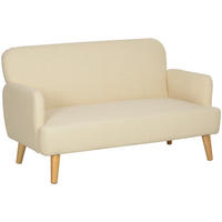 SOFA, 2-Sitzer, Samtoptik, dicke Polsterung, cremeweiß, 140x74x79cm - Multicolor, Holzwerkstoff (140/79/74cm) - FORIOUS