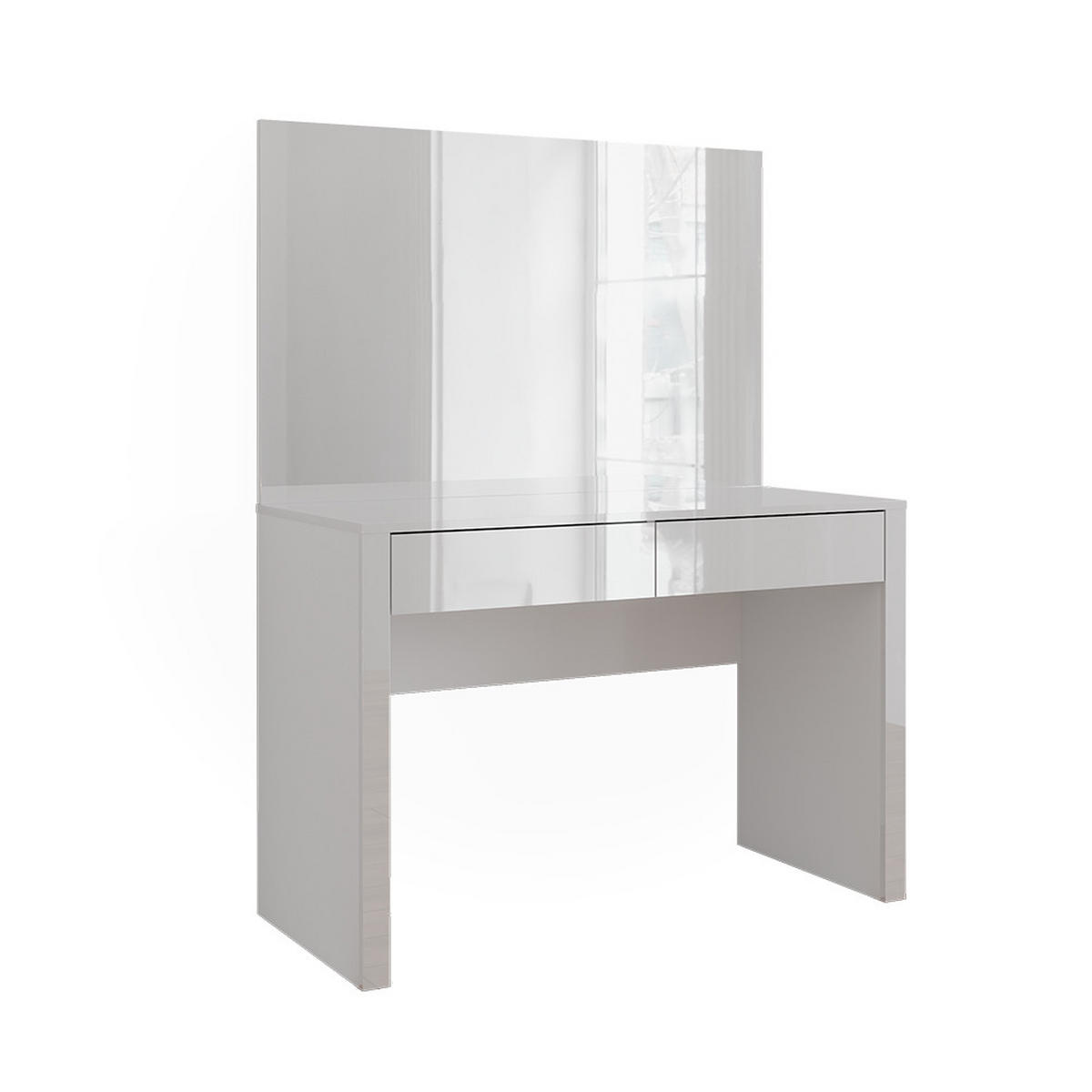 SCHMINKTISCH Annabelle Weiß Hochglanz/Weiß 110 cm mit Spiegel - Weiß Hochglanz/Weiß, Holzwerkstoff (110/75.5/50cm) - Vicco