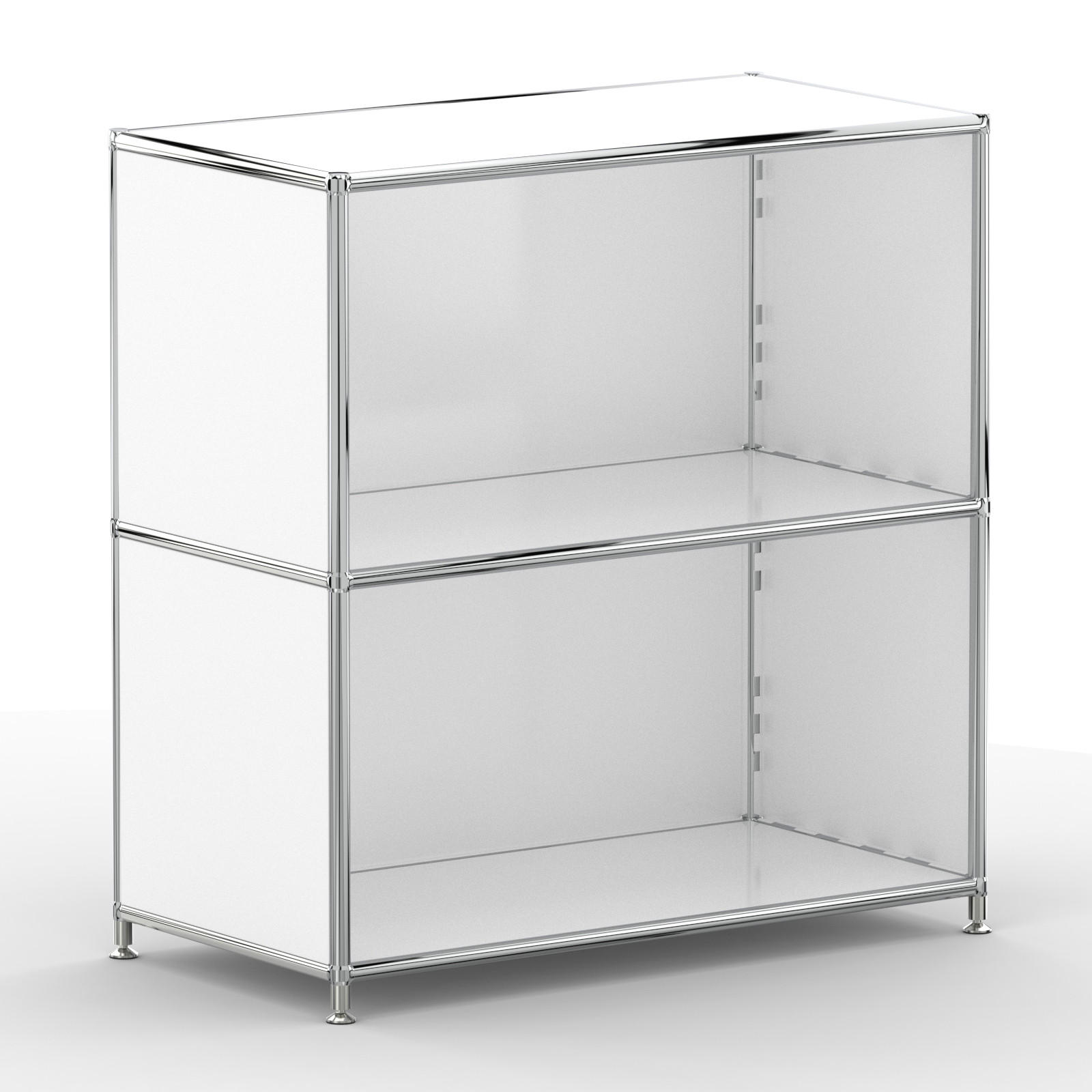 AKTENSCHRANK Büro, 2 offene Fächer, Breite 77 cm, Signalweiß - Chromfarben/Weiß, Metall (40/80.5/77.2cm) - Versee