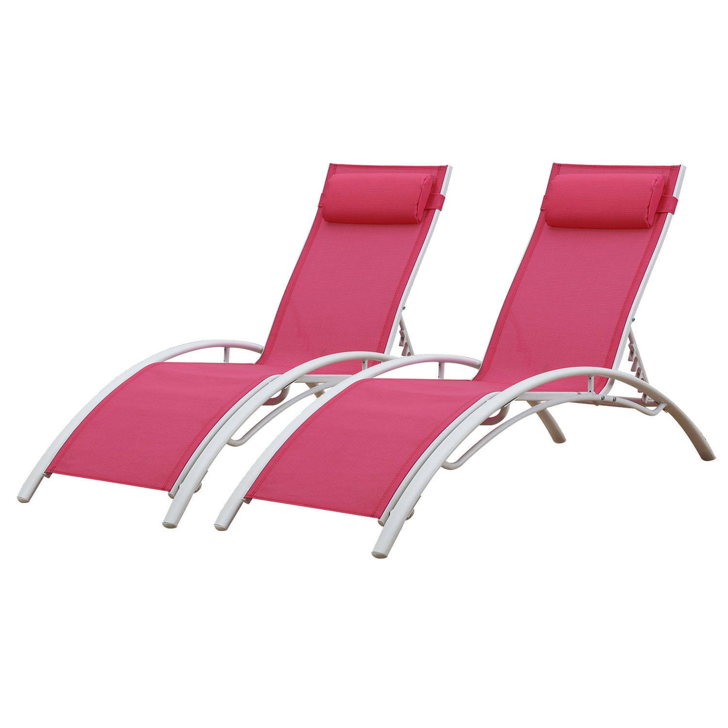 LIEGESTÜHLE Galapagos Rosa und Weiß 2er-Set - Rosa, Metall (64/87/178cm) - Happy Garden