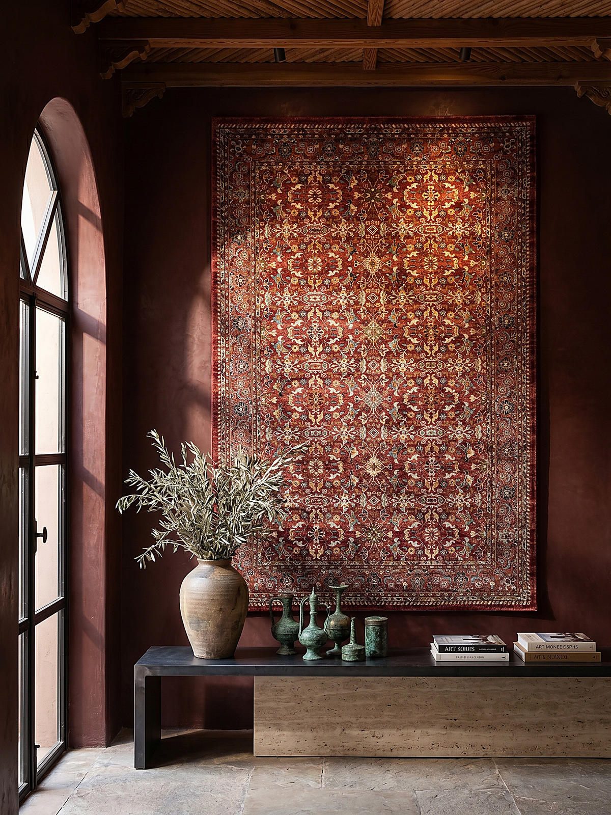 KURZFLORTEPPICH GLAZERT, im Berber-Stil, Rot, 200 x 290 cm - Rot, Textil (290/200cm) - KADIMA DESIGN