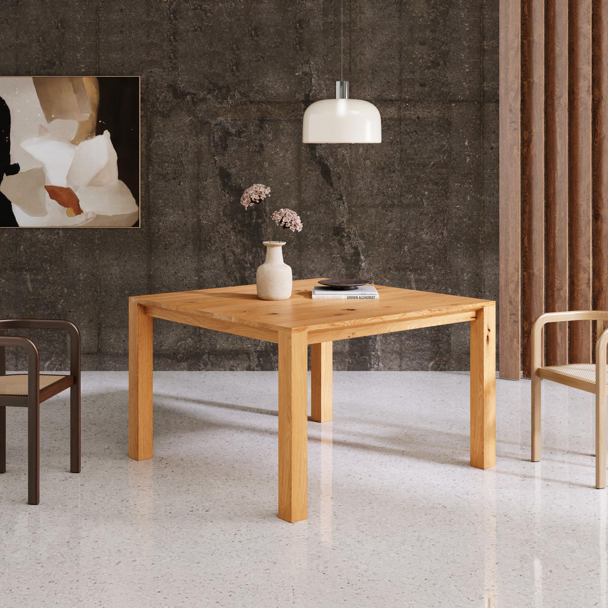 ESSTISCH Plain aus massivem Eichenholz 100x100 cm - Eichefarben/Naturfarben, Holz (100/100/75cm) - Danzz