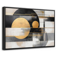 LEINWAND Bilder mit Rahmen - Abstrakt - Gold - Silber - Formen - Ästhetisch - Modern - 30x20 - Goldfarben, Textil (30/20cm) - MuchoWow