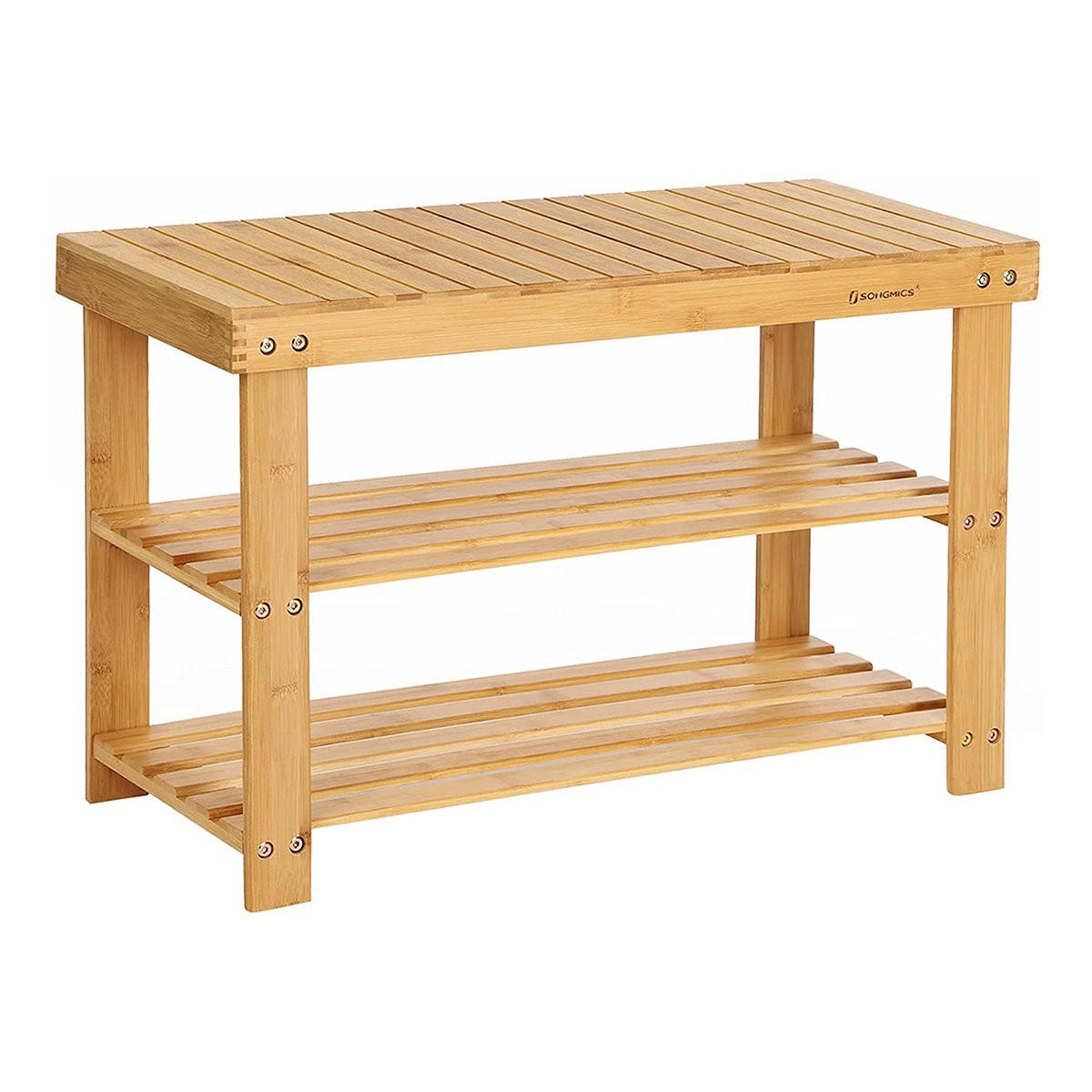 SCHUHBANK mit 3 Ebenen aus natürlichem Bambus - L70 cm - Apfelbaumfarben, Holz (70/28.4/45cm) - Calicosy