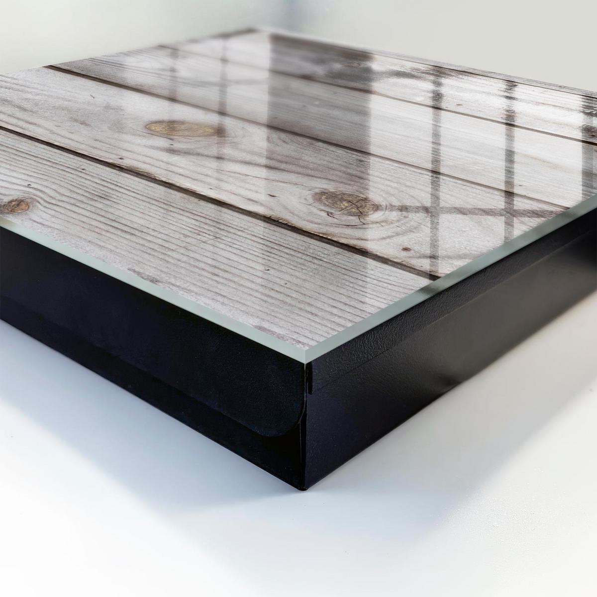 SCHLÜSSELBOX Schwarz 30x30 cm- Türöffnung nach rechts - Holzstruktur - Grau, Metall (30/30/5cm) - TULUP