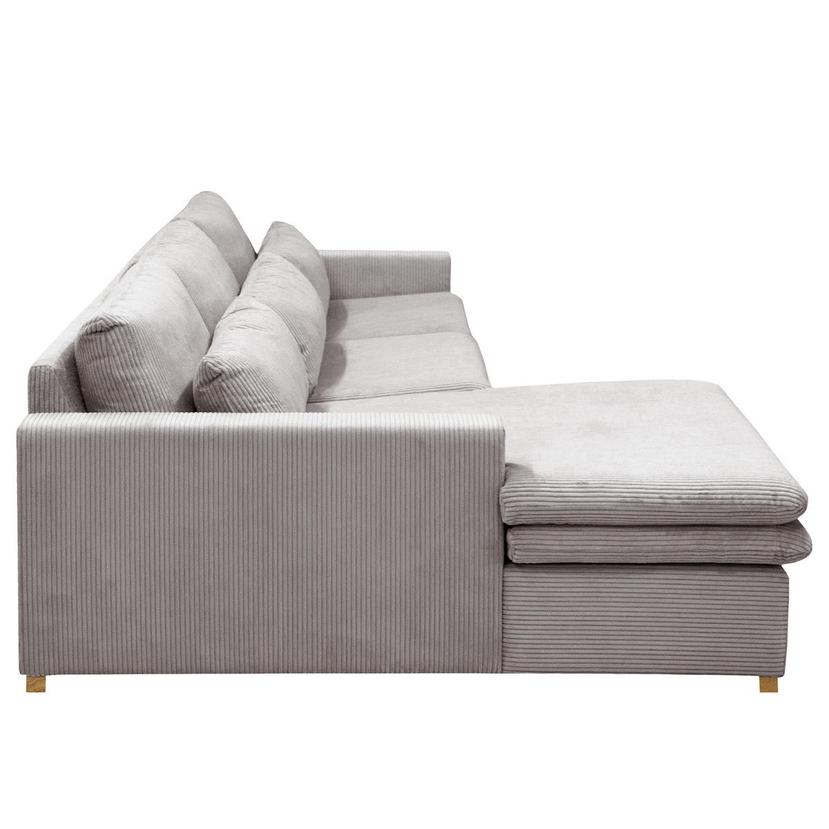 ECKSOFA mit Longchair - Hellgrau, Textil (299/164cm) - home24