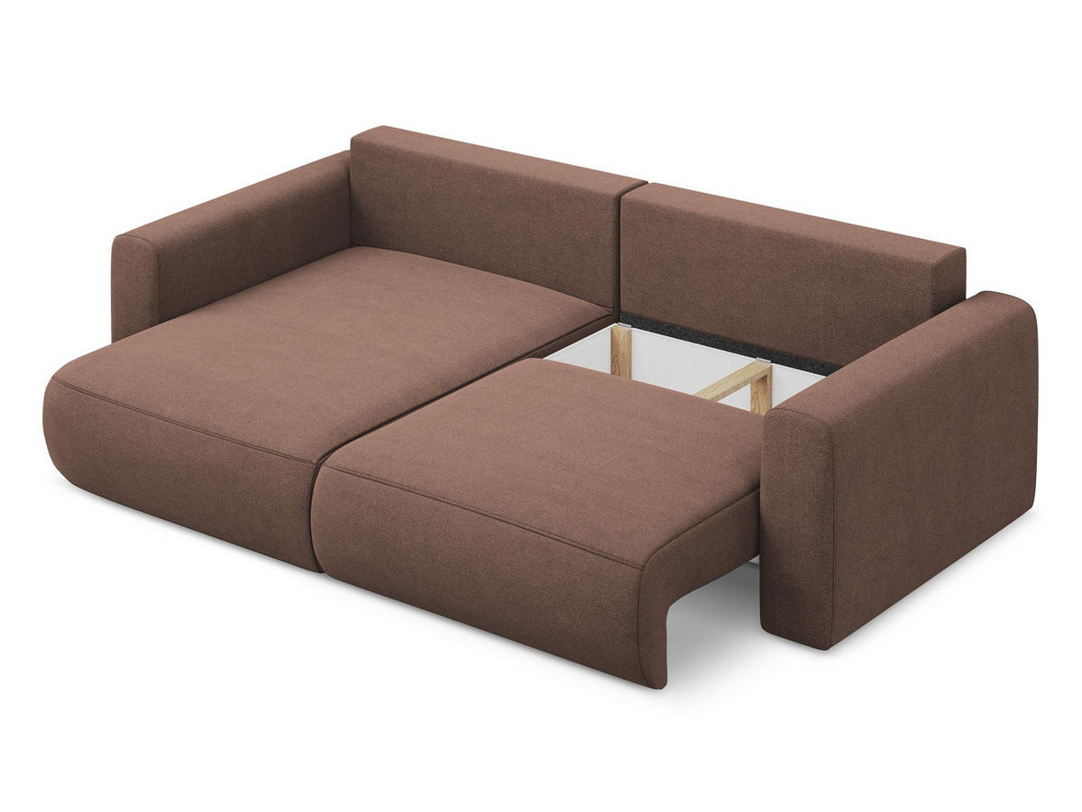 ECKSOFA mit Schlaffunktion Strukturstoff Stoff Pink - Pink/Hellrosa, Kunststoff/Textil (149/240cm) - Makamii