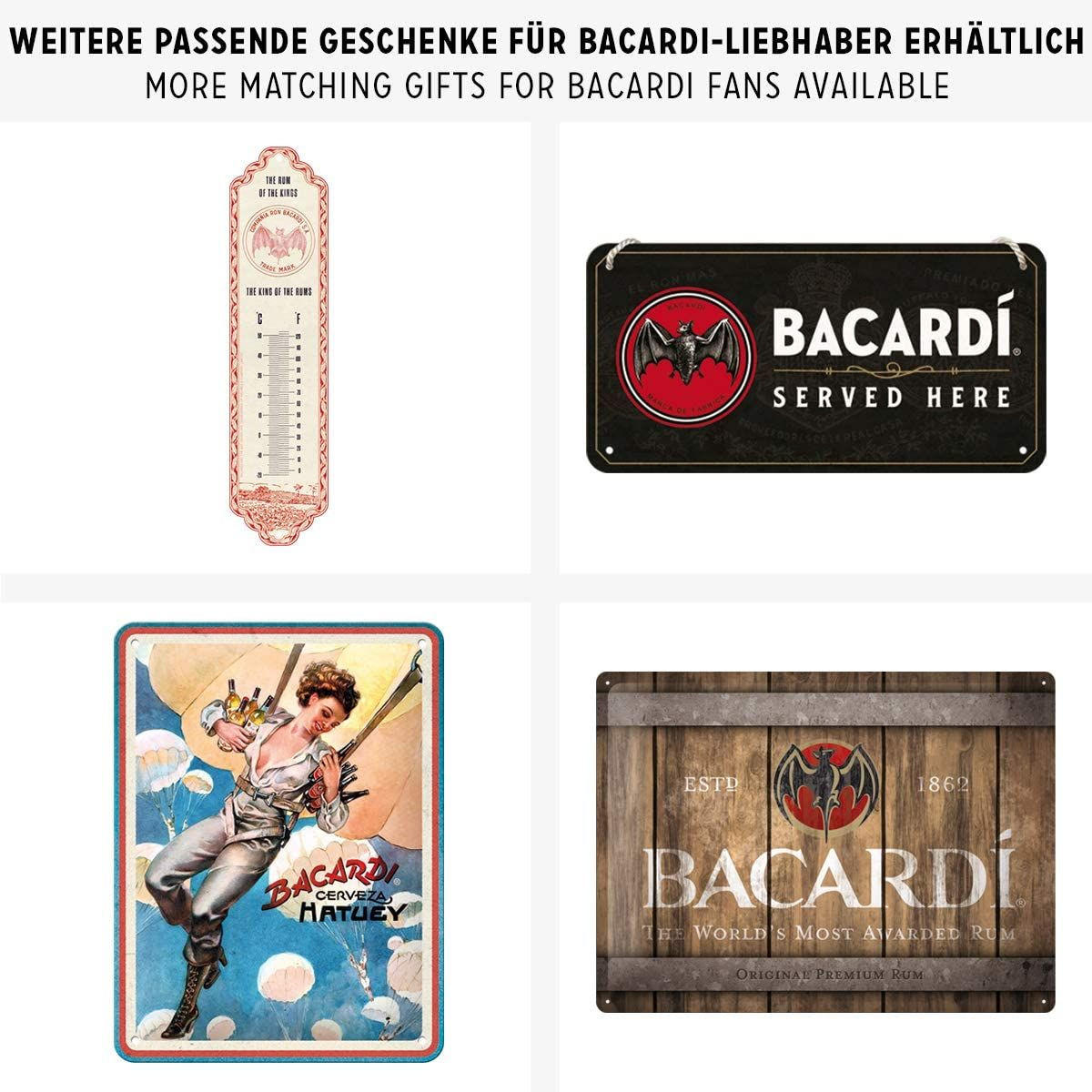BLECHSCHILD 40/60 cm Bacardi Logo Black - Multicolor, Metall (40/60/1cm) - Nostalgic-Art