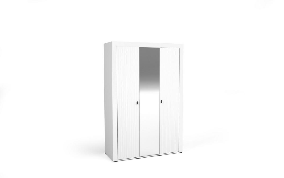 JUGENDZIMMER Mossa in Weiß & Eiche Whisky 5 teilig mit Polsterbett 120er Breite, Kleiderschrank Schreibtisch Nachttisch und Regal - Weiß, Holzwerkstoff (80/200/120cm)