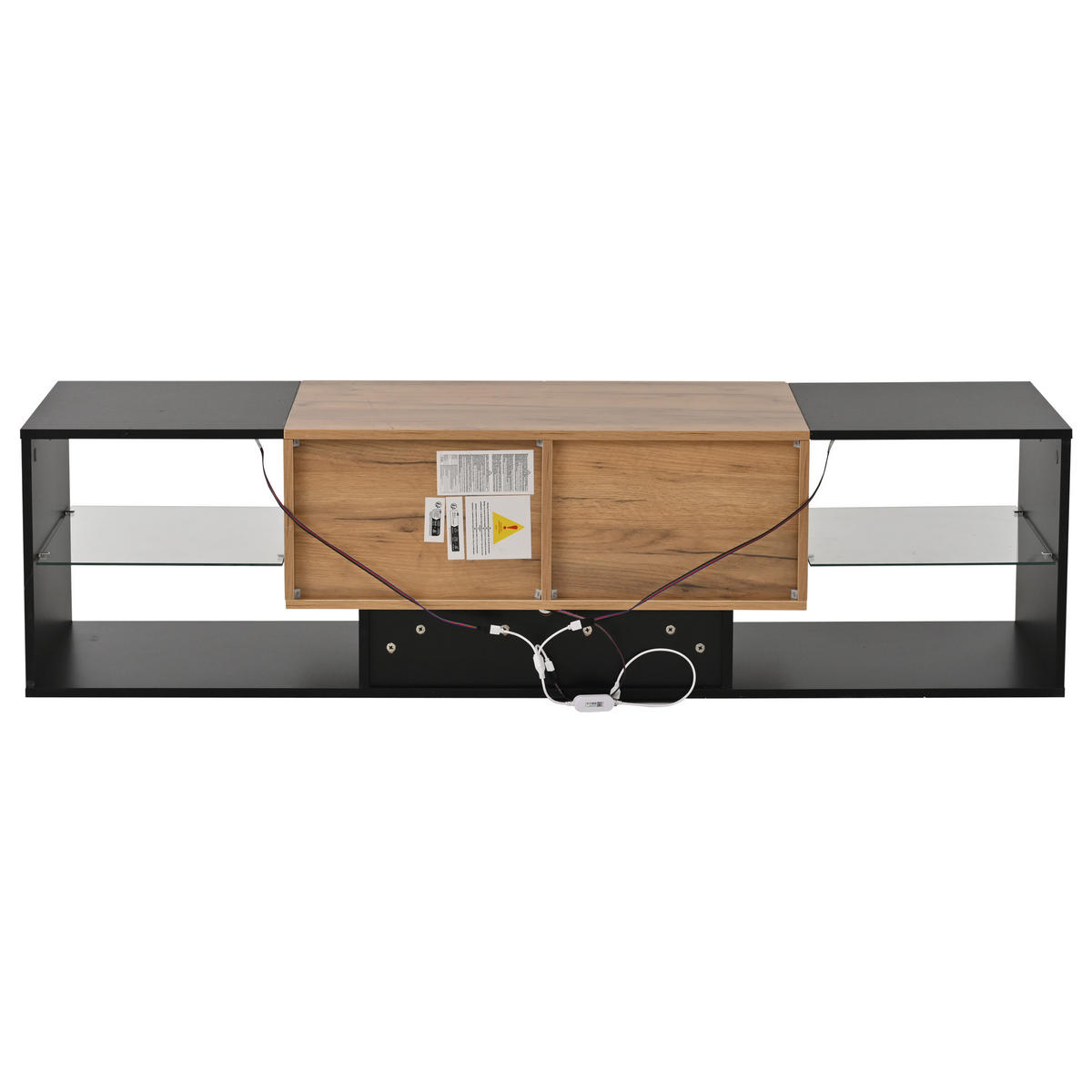 TV-SCHRANK in Schwarz & Natur mit LED - Eichefarben, Holzwerkstoff (160/42/40cm) - Urban Meuble