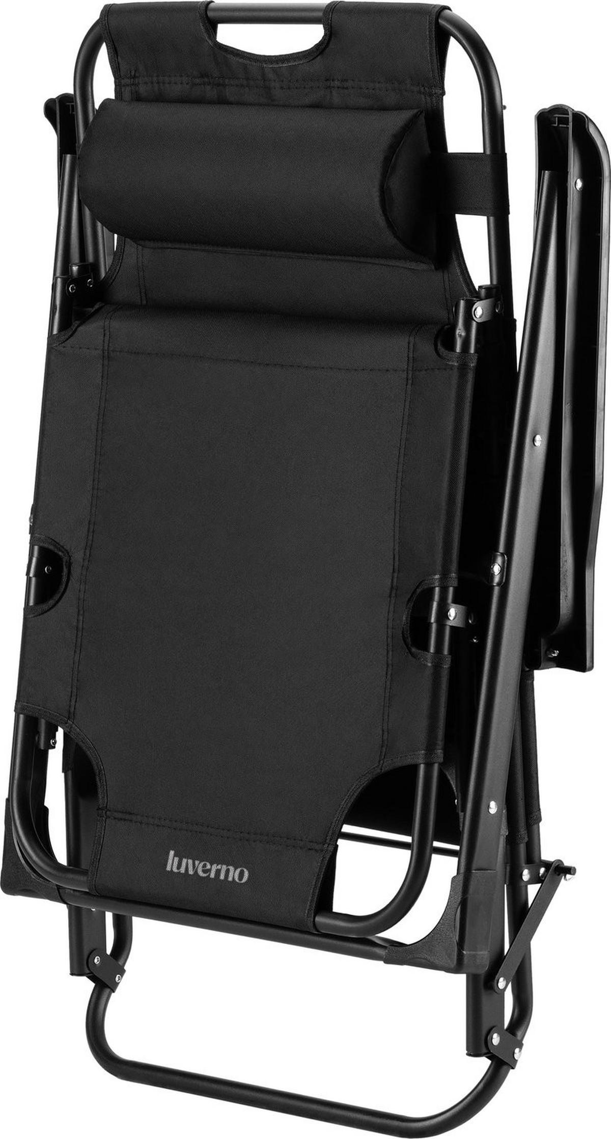 GARTEN-RELAXSESSEL mit Kissen, 180/52 cm, bis 120 kg - Schwarz, Metall (52/76/180cm) - Luverno