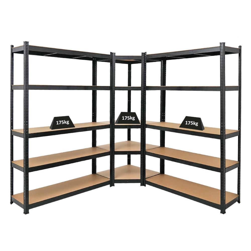 ECKREGAL Ragnar 2er-Set mit Schwerlastregal Ragnar 180x190x40 cm Fachlast 175 kg Schwarz - Schwarz, Metall (120/180/40cm) - PROREGAL