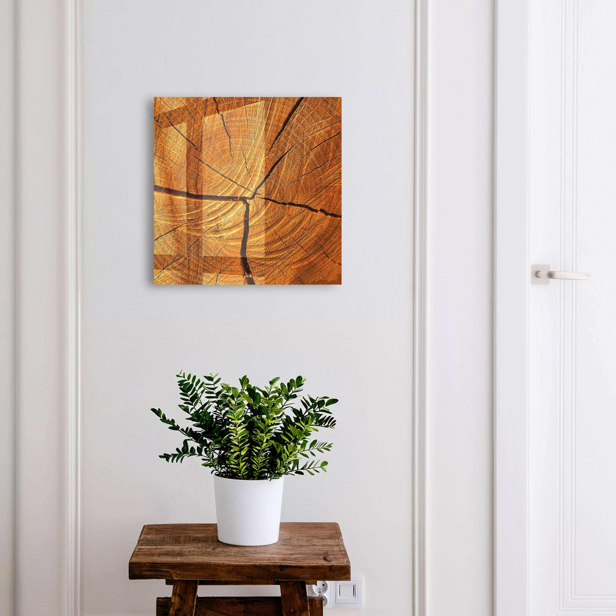 SCHLÜSSELBOX Schwarz 30x30 cm- Türöffnung nach rechts - Holzmaserung - Orange, Metall (30/30/5cm) - TULUP