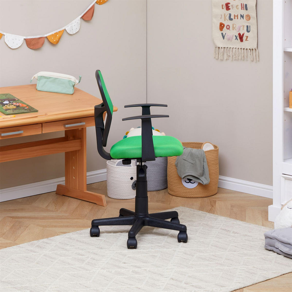 KINDERDREHSTUHL STUDIO - Dunkelgrün, Textil (53/92/52cm) - CARO-Möbel