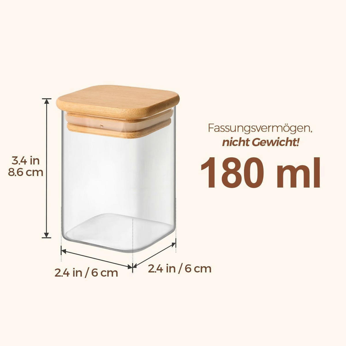 GEWÜRZGLÄSER 16-teiliges Set 180 ml Glas mit Holzdeckel - Multicolor, Glas (6/8.6/6cm)