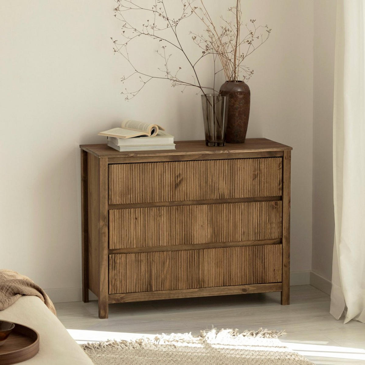 KOMMODE MIT SCHUBLADEN Hanne Natürlich 100 cm x 80 cm - Naturfarben, Holz (100/80/39cm) - Klast Home