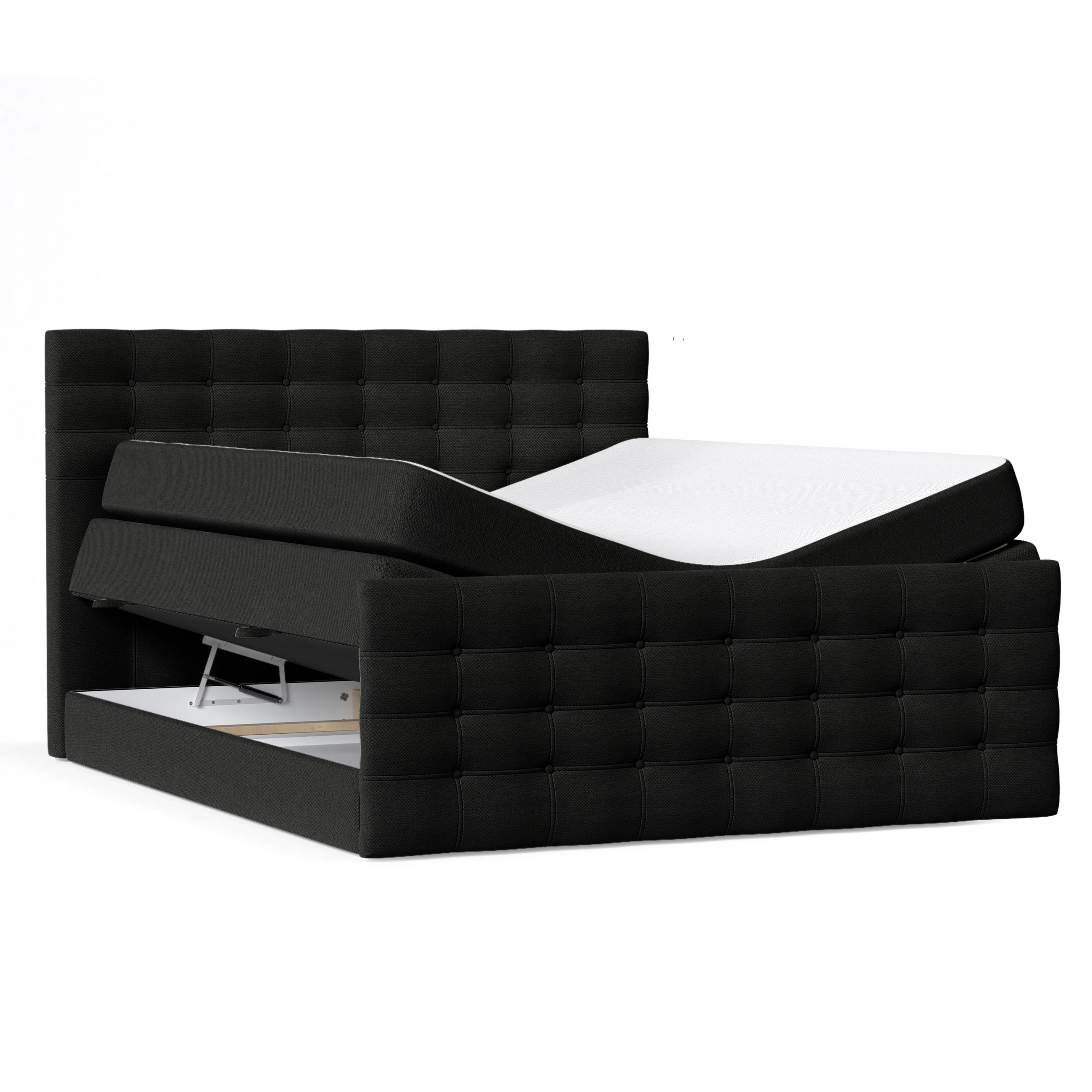BOXSPRINGBETT Blend Schwarz 120/200 cm mit Matratze - Schwarz, Holz/Holzwerkstoff (120/200cm) - Maison de Reve