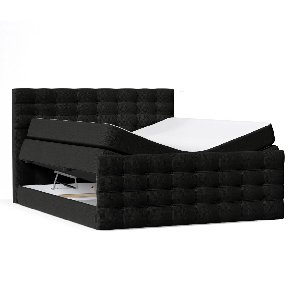 BOXSPRINGBETT Blend Schwarz 120/200 cm mit Matratze - Schwarz, Holz/Holzwerkstoff (120/200cm) - Maison de Reve