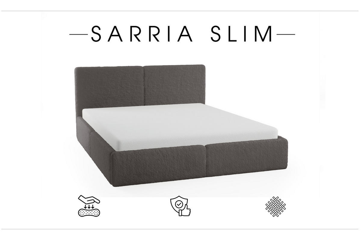 POLSTERBETT Doppelbett Sarria Slim Grau (Anthology 18) 140x200 cm - Grau, Textil (140/200cm) - Meblito