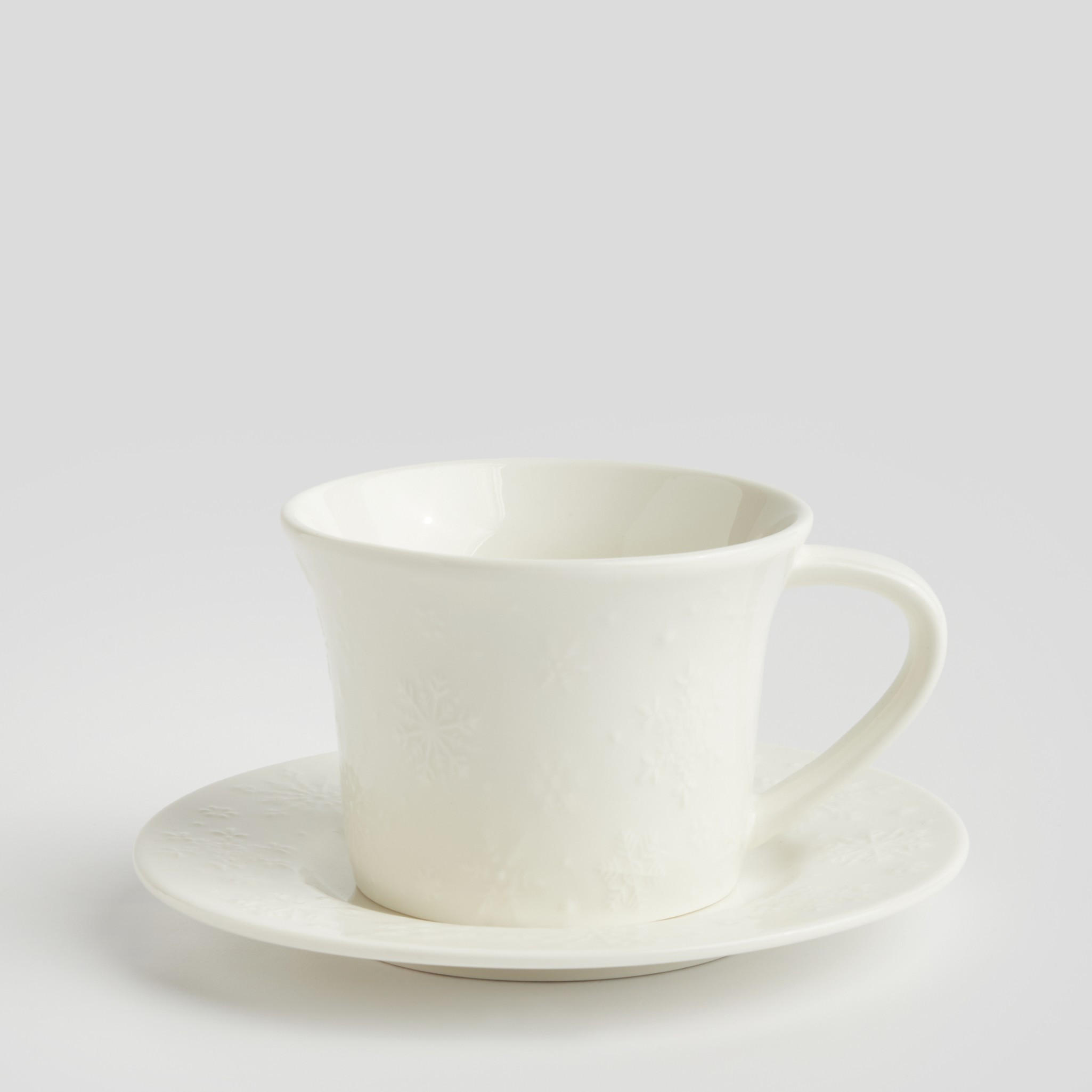 TASSE MIT UNTERTASSE Frosting - Weiß, Keramik (0.18L) - home&you