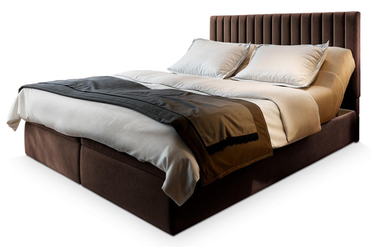 POSTEL BOXSPRING MURLO 160x200 cm, s matrací a úložným prostorem, hnědá - hnědá, kompozitní dřevo/textil (160/200cm) - MASSENO